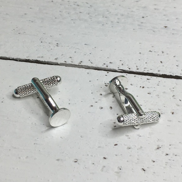 Silver Plated Round Copper Cufflinks 1 1/8” - Picture 5 of 7